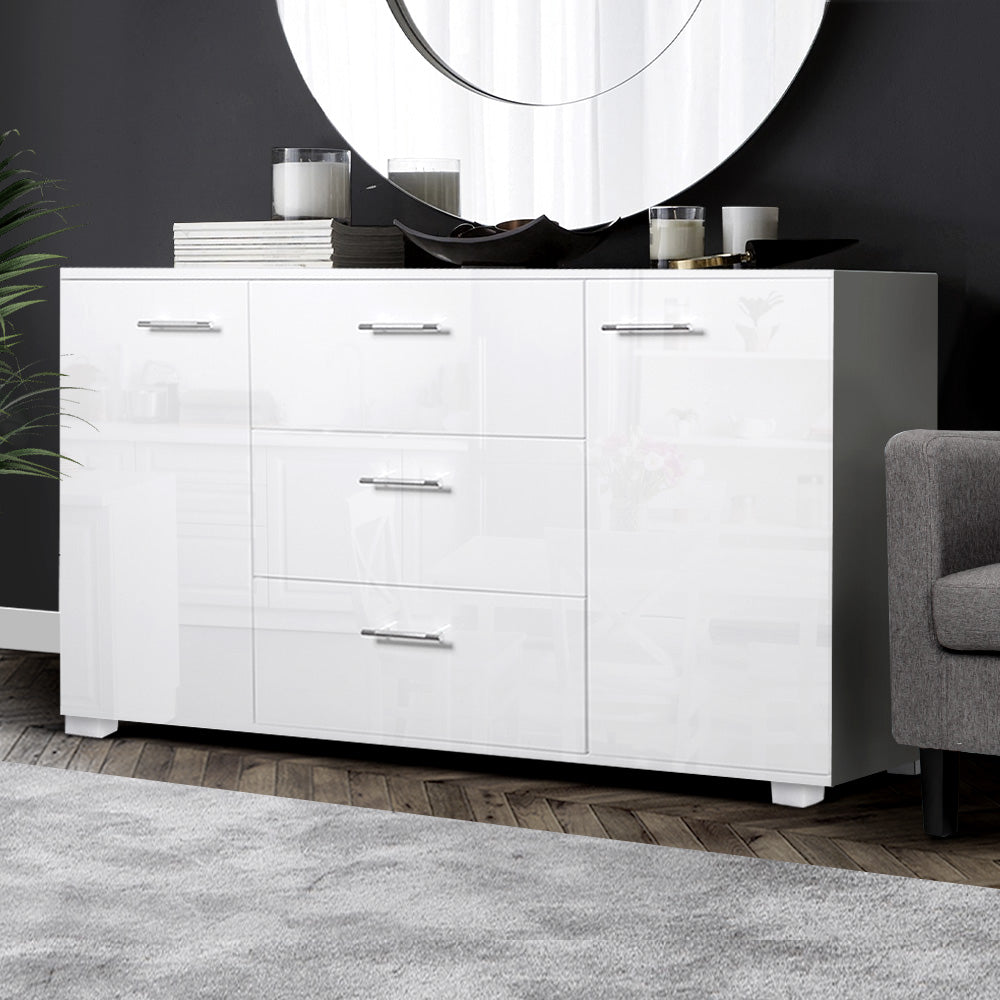 Artiss Buffet Sideboard High Gloss - White - Cosy Abode