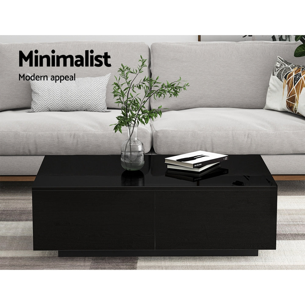 Artiss Coffee Table 4 Drawers Black Trevi - Cosy Abode