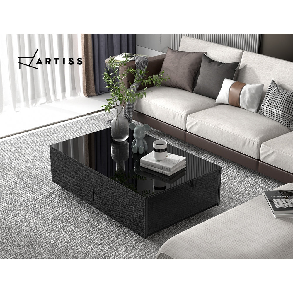 Artiss Coffee Table 4 Drawers Black Trevi - Cosy Abode