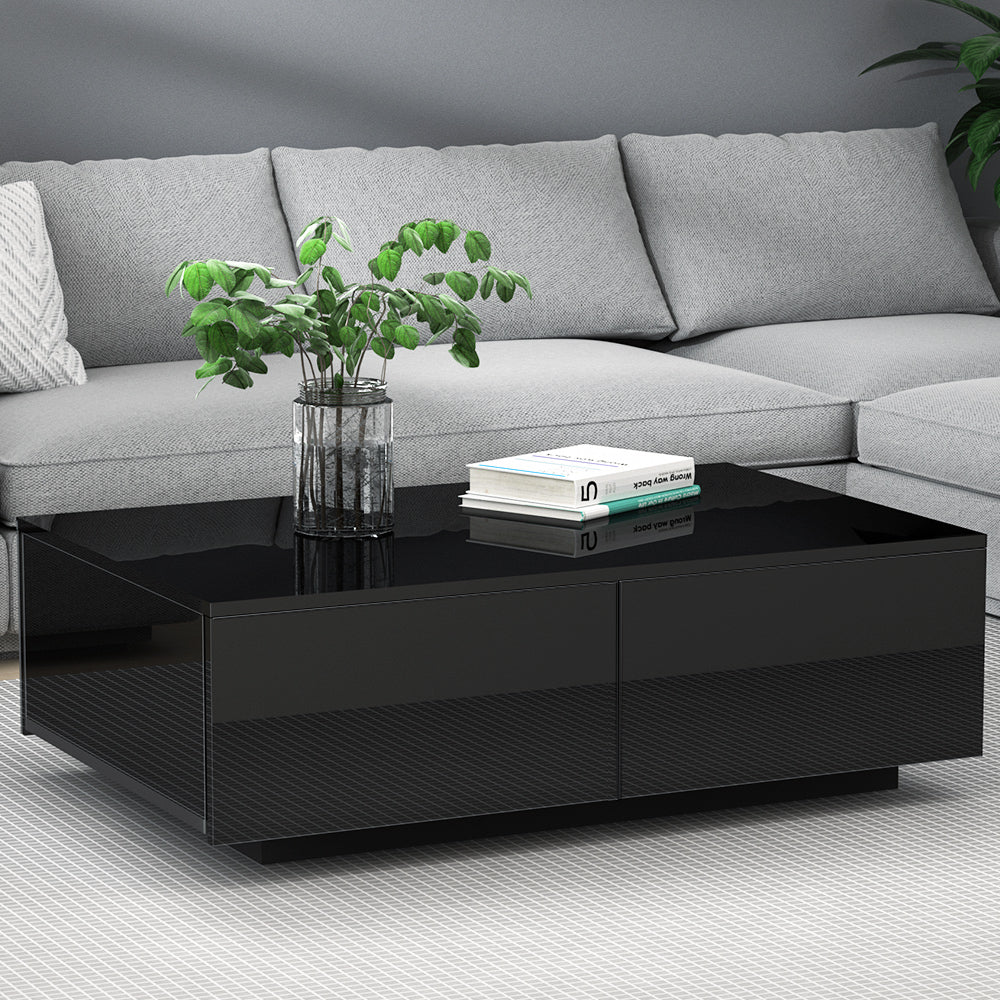 Artiss Coffee Table 4 Drawers Black Trevi - Cosy Abode