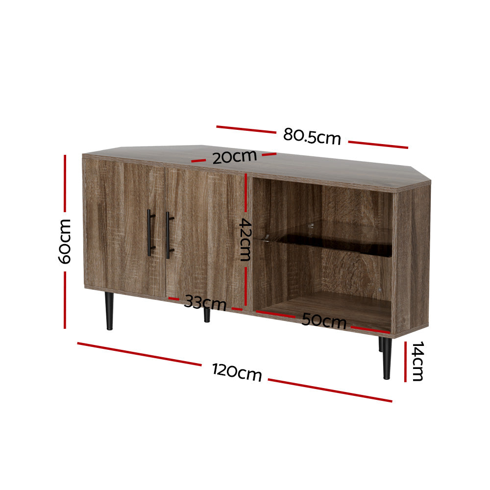 Artiss Corner Entertainment Unit Stand TV Cabinet Open Storage Shelf 120CM - Cosy Abode