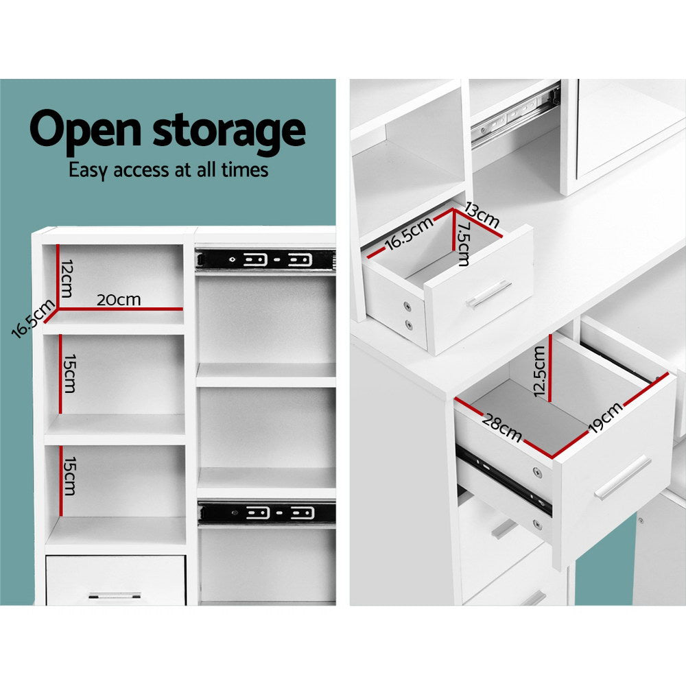 Artiss Dressing Table Stool Set Sliding Mirror White Diane - Cosy Abode