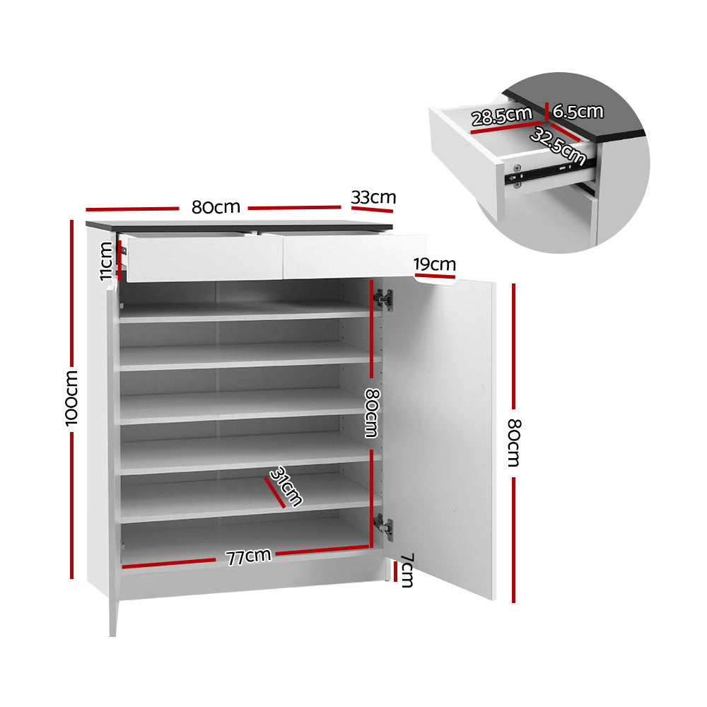 Artiss Shoe Rack Cabinet 30 Pairs White Eve - Cosy Abode