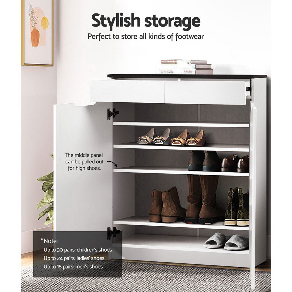 Artiss Shoe Rack Cabinet 30 Pairs White Eve - Cosy Abode