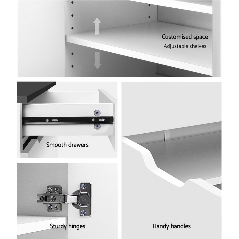 Artiss Shoe Rack Cabinet 30 Pairs White Eve - Cosy Abode