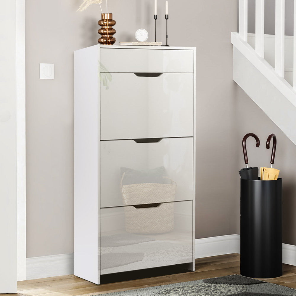 Artiss Shoe Rack Cabinet 24 Pairs White Luna - Cosy Abode