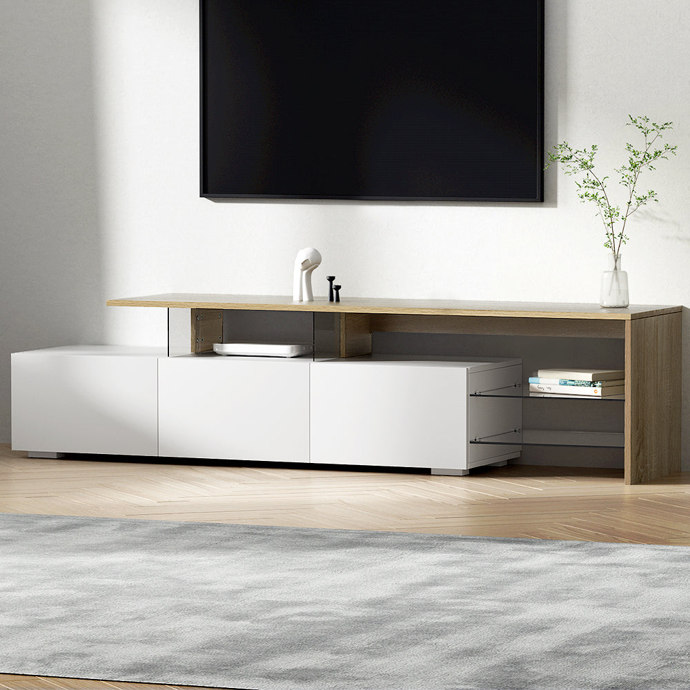 Artiss TV Cabinet Entertainment Unit 180cm Wood White James - Cosy Abode