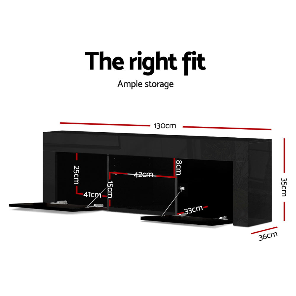 Artiss Entertainment Unit TV Cabinet LED 130cm Black Angus - Cosy Abode