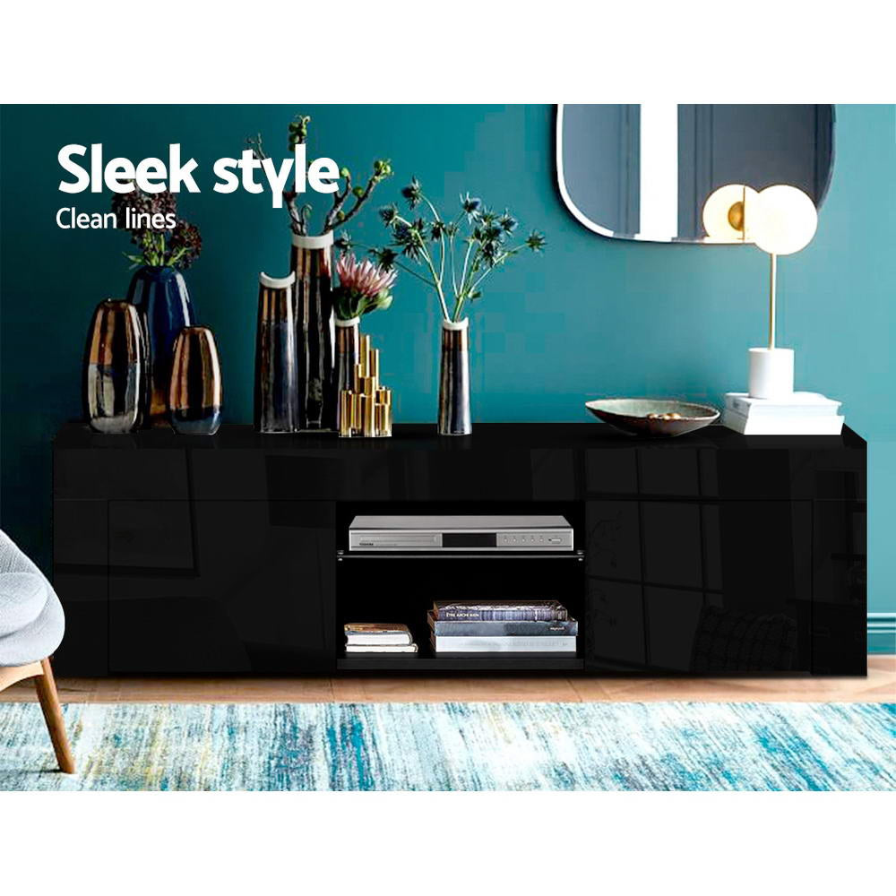 Artiss Entertainment Unit TV Cabinet LED 130cm Black Angus - Cosy Abode
