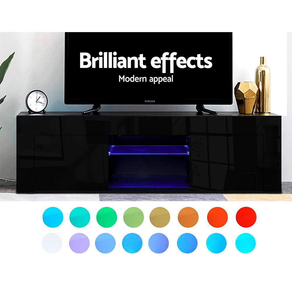 Artiss Entertainment Unit TV Cabinet LED 130cm Black Angus - Cosy Abode