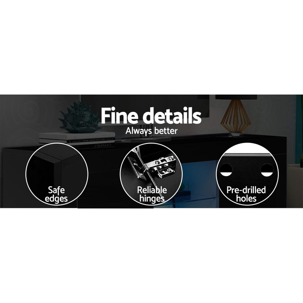 Artiss Entertainment Unit TV Cabinet LED 130cm Black Angus - Cosy Abode