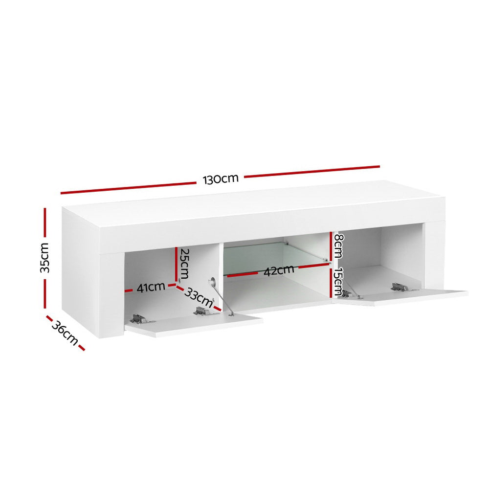 Artiss Entertainment Unit TV Cabinet LED 130cm White Angus - Cosy Abode