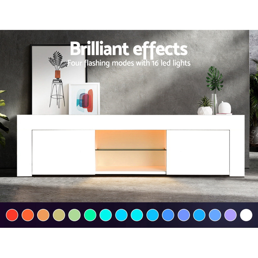Artiss Entertainment Unit TV Cabinet LED 130cm White Angus - Cosy Abode