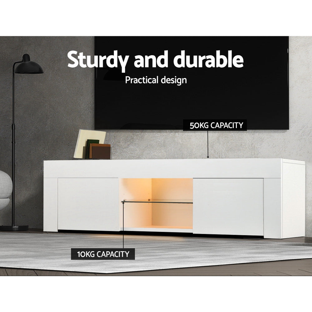 Artiss Entertainment Unit TV Cabinet LED 130cm White Angus - Cosy Abode