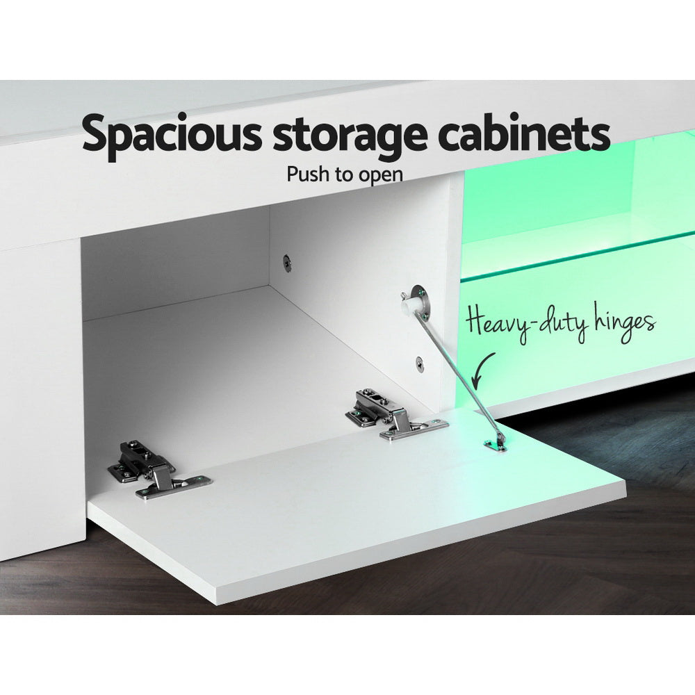 Artiss Entertainment Unit TV Cabinet LED 130cm White Angus - Cosy Abode