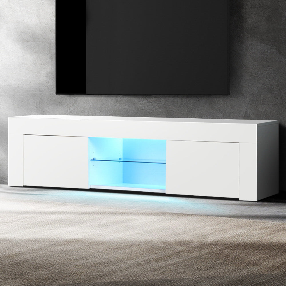 Artiss Entertainment Unit TV Cabinet LED 130cm White Angus - Cosy Abode