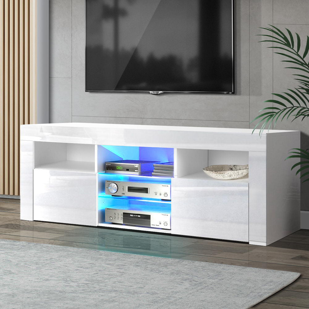Artiss Entertainment Unit TV Cabinet LED 145cm White Angus - Cosy Abode