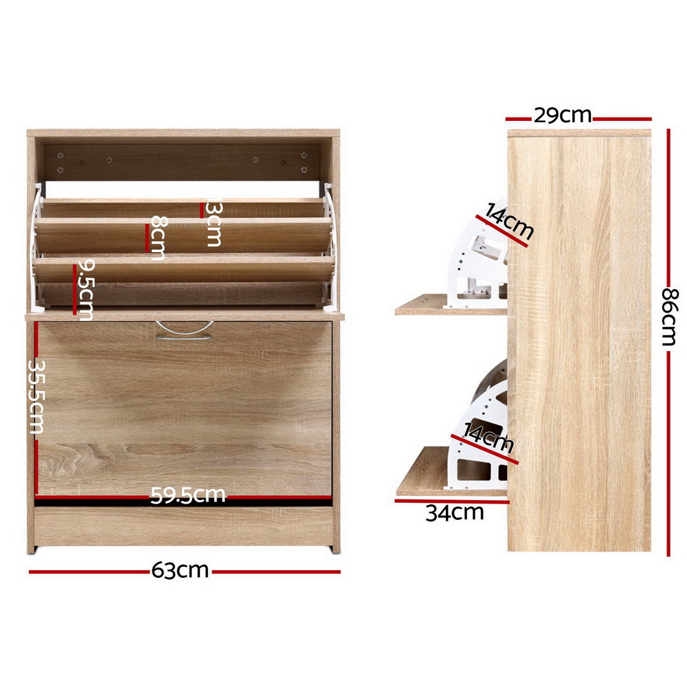 Artiss Shoe Rack Cabinet 24 Pairs 3-tier Wood Nina - Cosy Abode