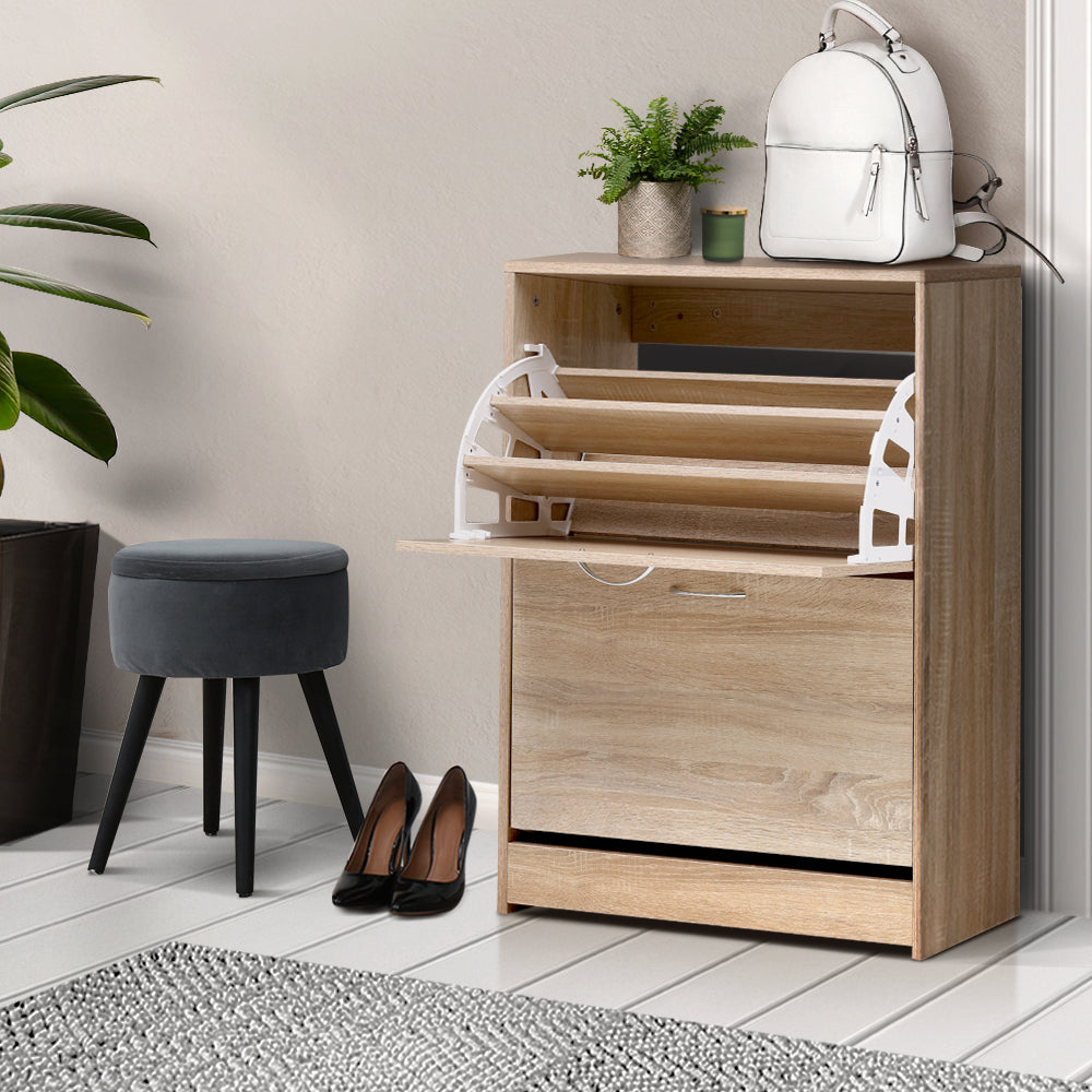 Artiss Shoe Rack Cabinet 24 Pairs 3-tier Wood Nina - Cosy Abode