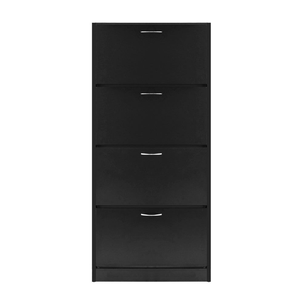Artiss Shoe Rack Storage Shelf Cabinet 60 Pairs 4 Doors - Black - Cosy Abode