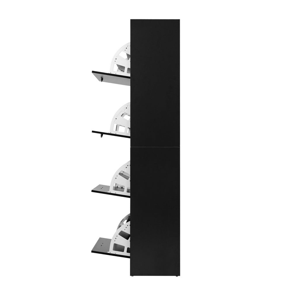 Artiss Shoe Rack Storage Shelf Cabinet 60 Pairs 4 Doors - Black - Cosy Abode