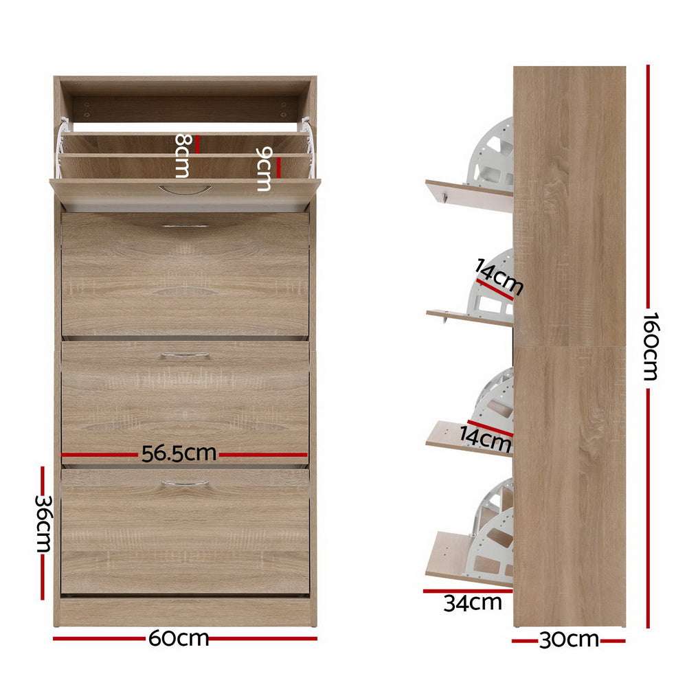 Artiss Shoe Cabinet Shoes Storage Rack Organiser 60 Pairs Wood Shelf Drawer - Cosy Abode