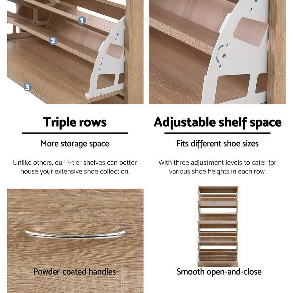 Artiss Shoe Cabinet Shoes Storage Rack Organiser 60 Pairs Wood Shelf Drawer - Cosy Abode