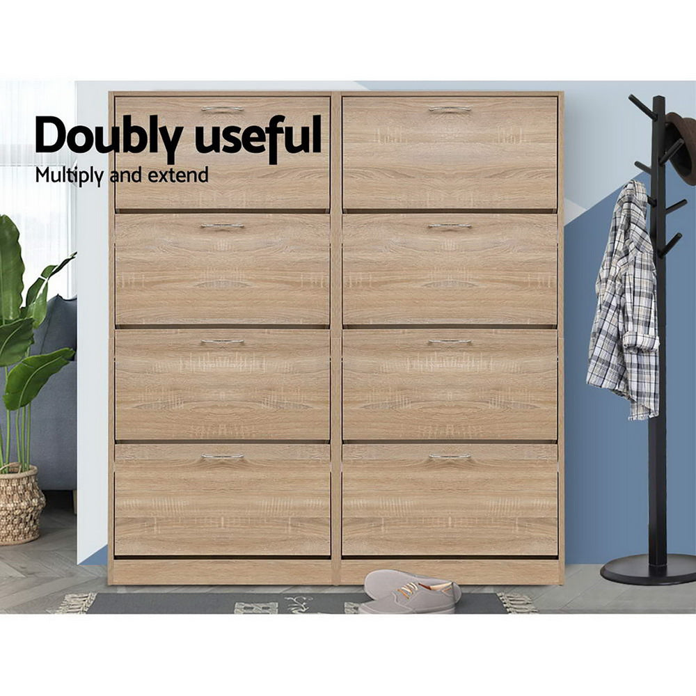 Artiss Shoe Cabinet Shoes Storage Rack Organiser 60 Pairs Wood Shelf Drawer - Cosy Abode