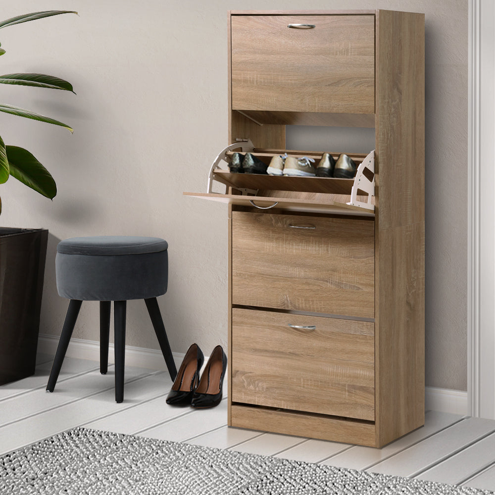 Artiss Shoe Cabinet Shoes Storage Rack Organiser 60 Pairs Wood Shelf Drawer - Cosy Abode