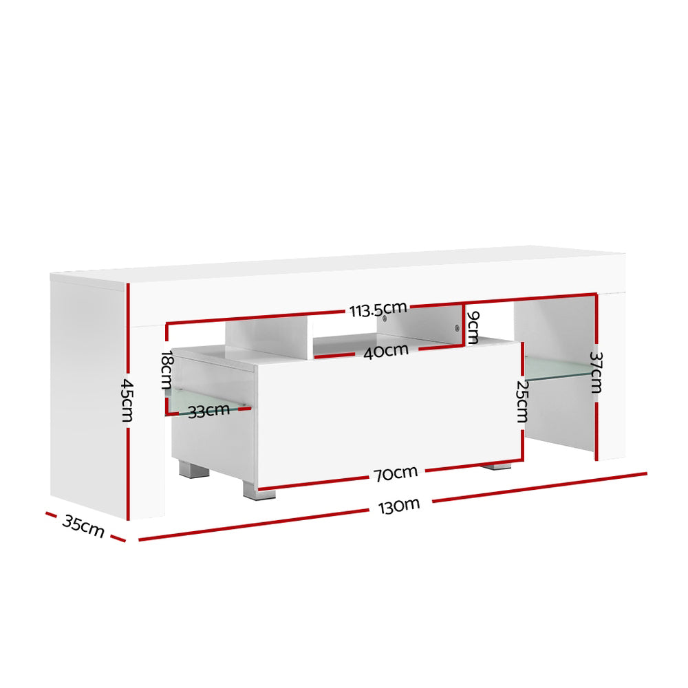 Artiss Entertainment Unit TV Cabinet LED 130cm White Elo - Cosy Abode