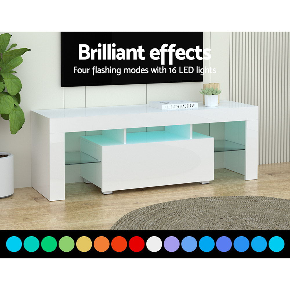 Artiss Entertainment Unit TV Cabinet LED 130cm White Elo - Cosy Abode