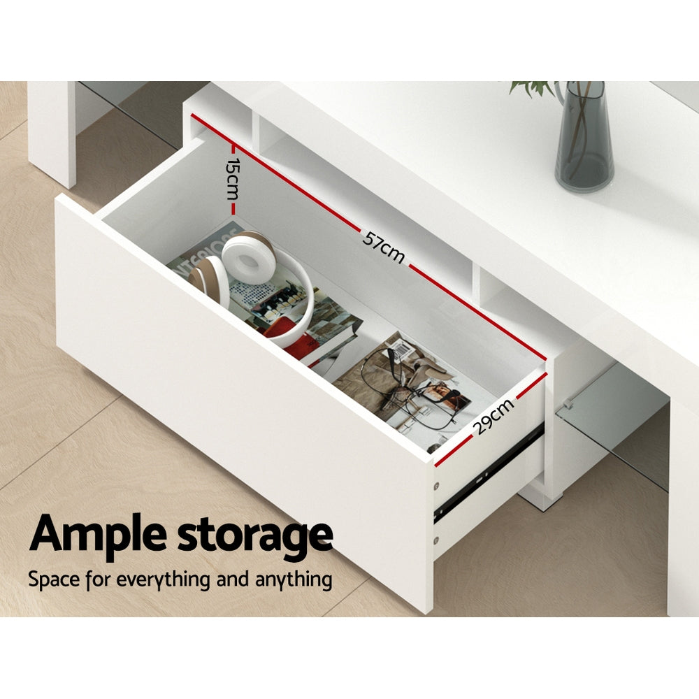 Artiss Entertainment Unit TV Cabinet LED 130cm White Elo - Cosy Abode