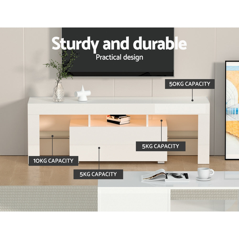 Artiss Entertainment Unit TV Cabinet LED 130cm White Elo - Cosy Abode