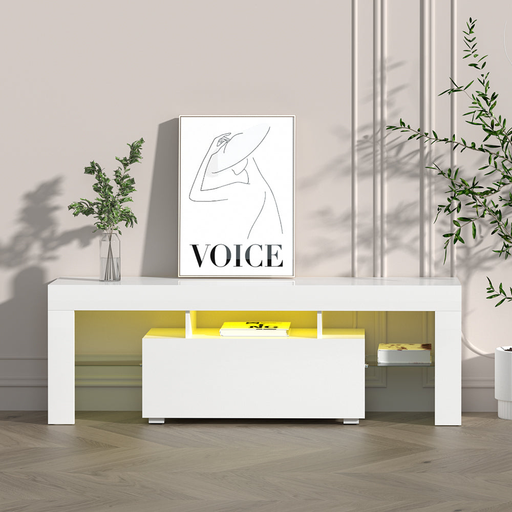 Artiss Entertainment Unit TV Cabinet LED 130cm White Elo - Cosy Abode