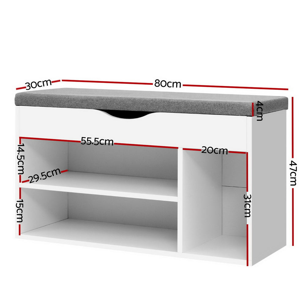 Artiss Shoe Rack Bench Shoe Cabinet White Allen - Cosy Abode