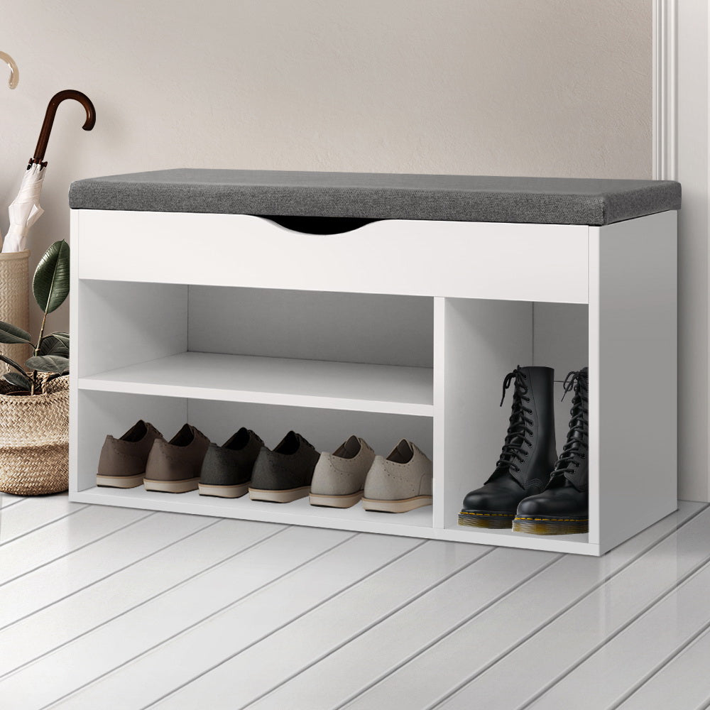 Artiss Shoe Rack Bench Shoe Cabinet White Allen - Cosy Abode