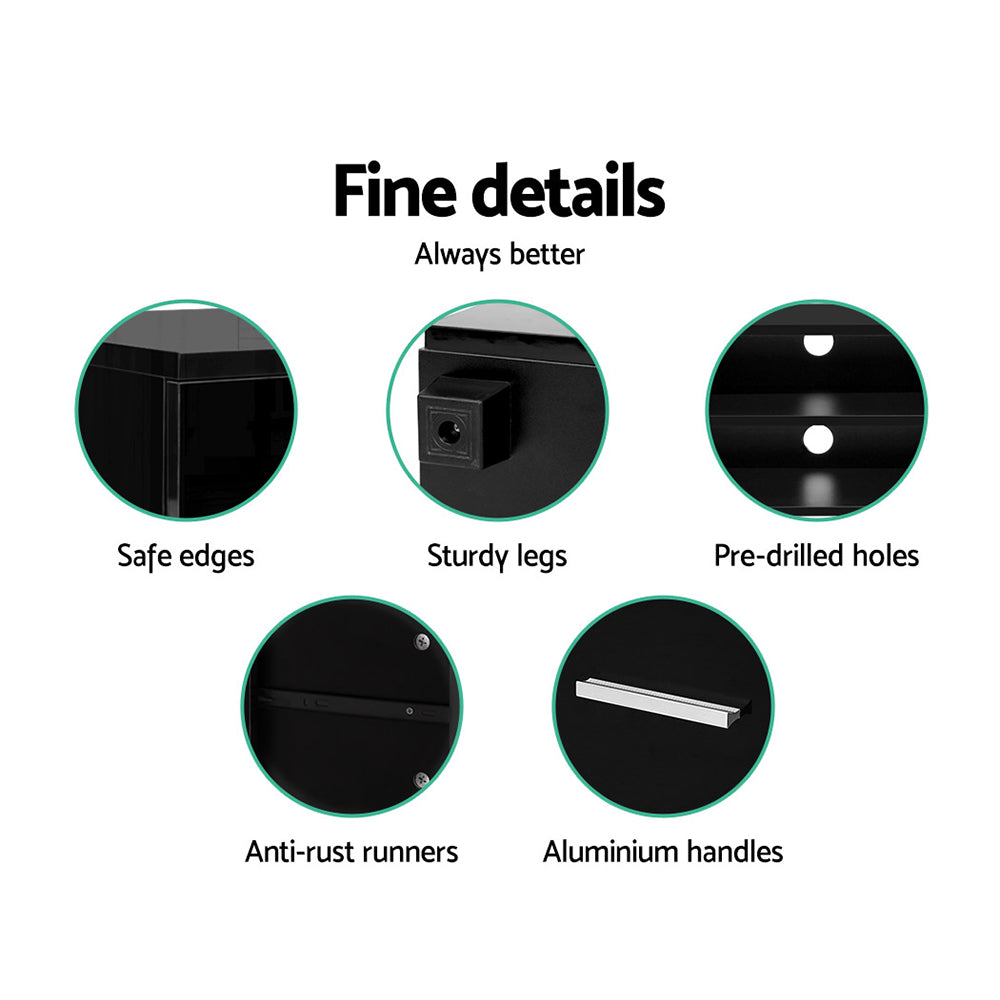 Artiss Entertainment Unit TV Cabinet 140cm Black Jim - Cosy Abode