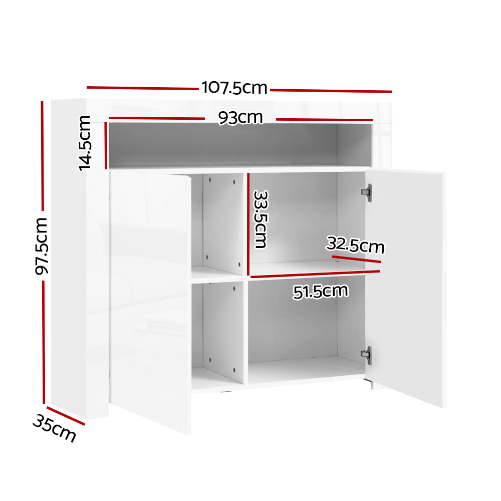 Artiss Buffet Sideboard LED - ARNO White - Cosy Abode