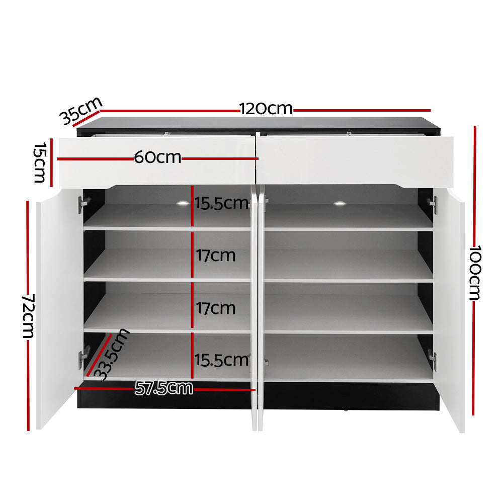 Artiss Shoe Rack Cabinet Storage 120cm w/ Drawer - White Lydia - Cosy Abode