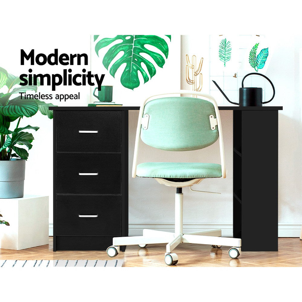 Artiss Computer Desk Drawer Shelf Cabinet Black 120CM - Cosy Abode