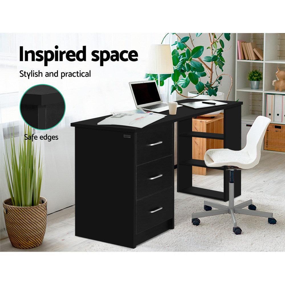 Artiss Computer Desk Drawer Shelf Cabinet Black 120CM - Cosy Abode