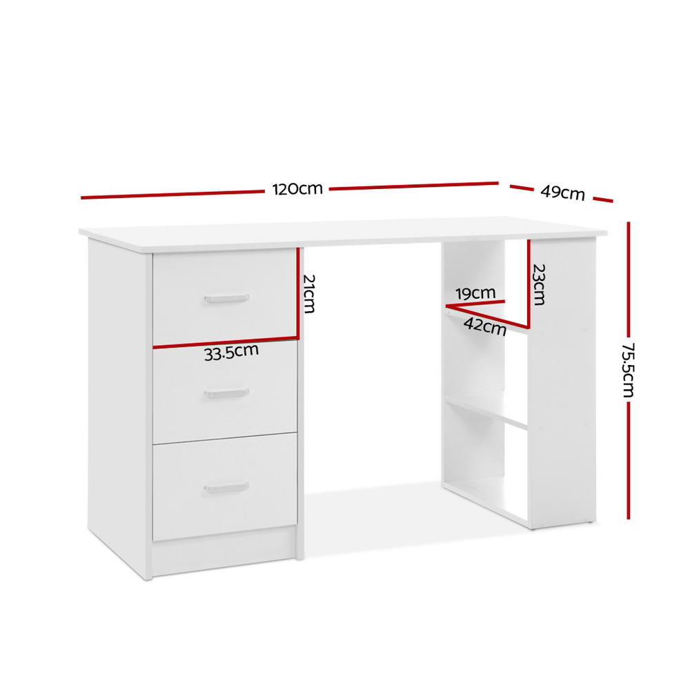Artiss Computer Desk Drawer Shelf Cabinet White 120CM - Cosy Abode