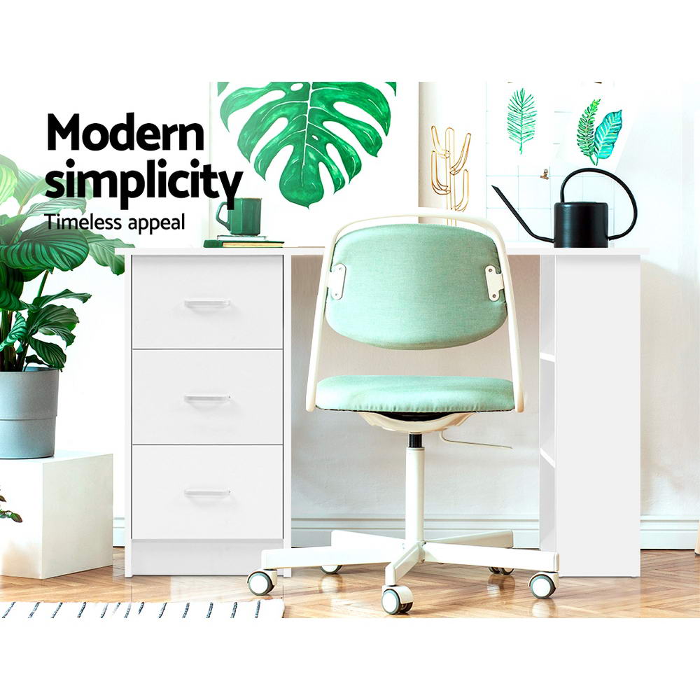 Artiss Computer Desk Drawer Shelf Cabinet White 120CM - Cosy Abode