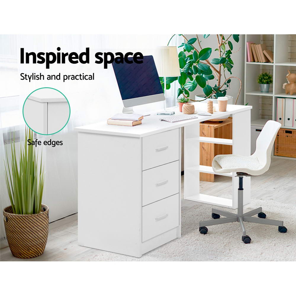 Artiss Computer Desk Drawer Shelf Cabinet White 120CM - Cosy Abode