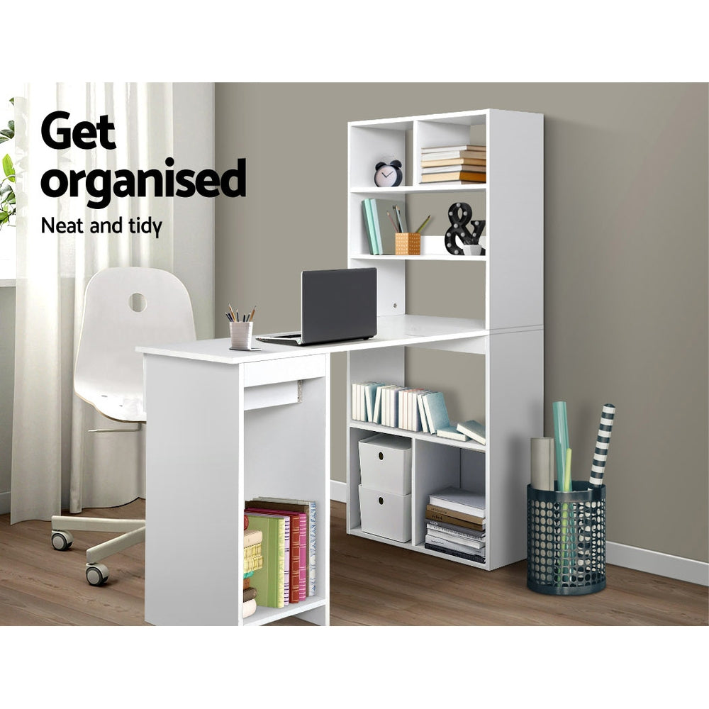 Artiss Computer Desk Bookshelf Drawer Cabinet White 120CM - Cosy Abode