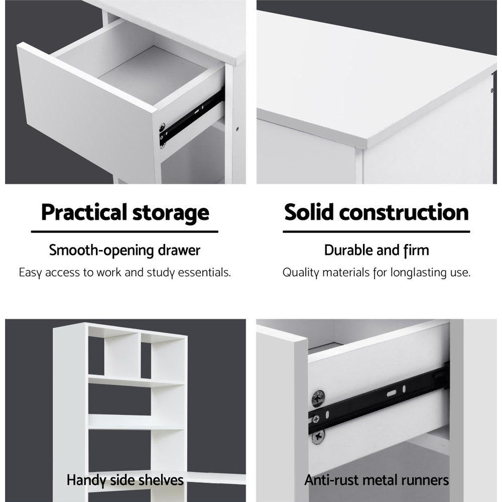 Artiss Computer Desk Bookshelf Drawer Cabinet White 120CM - Cosy Abode
