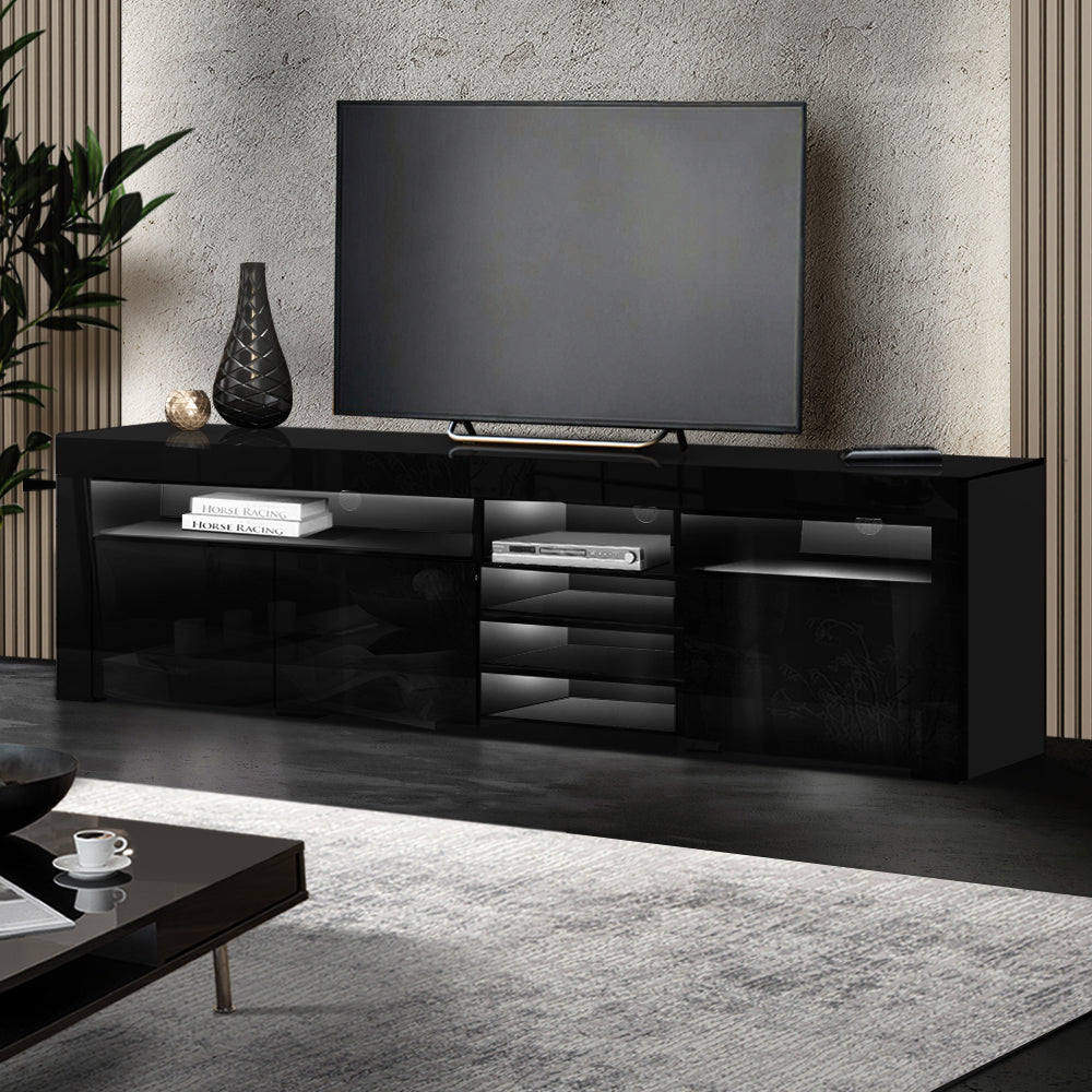 Artiss Entertainment Unit TV Cabinet LED 180cm Black Bobi - Cosy Abode