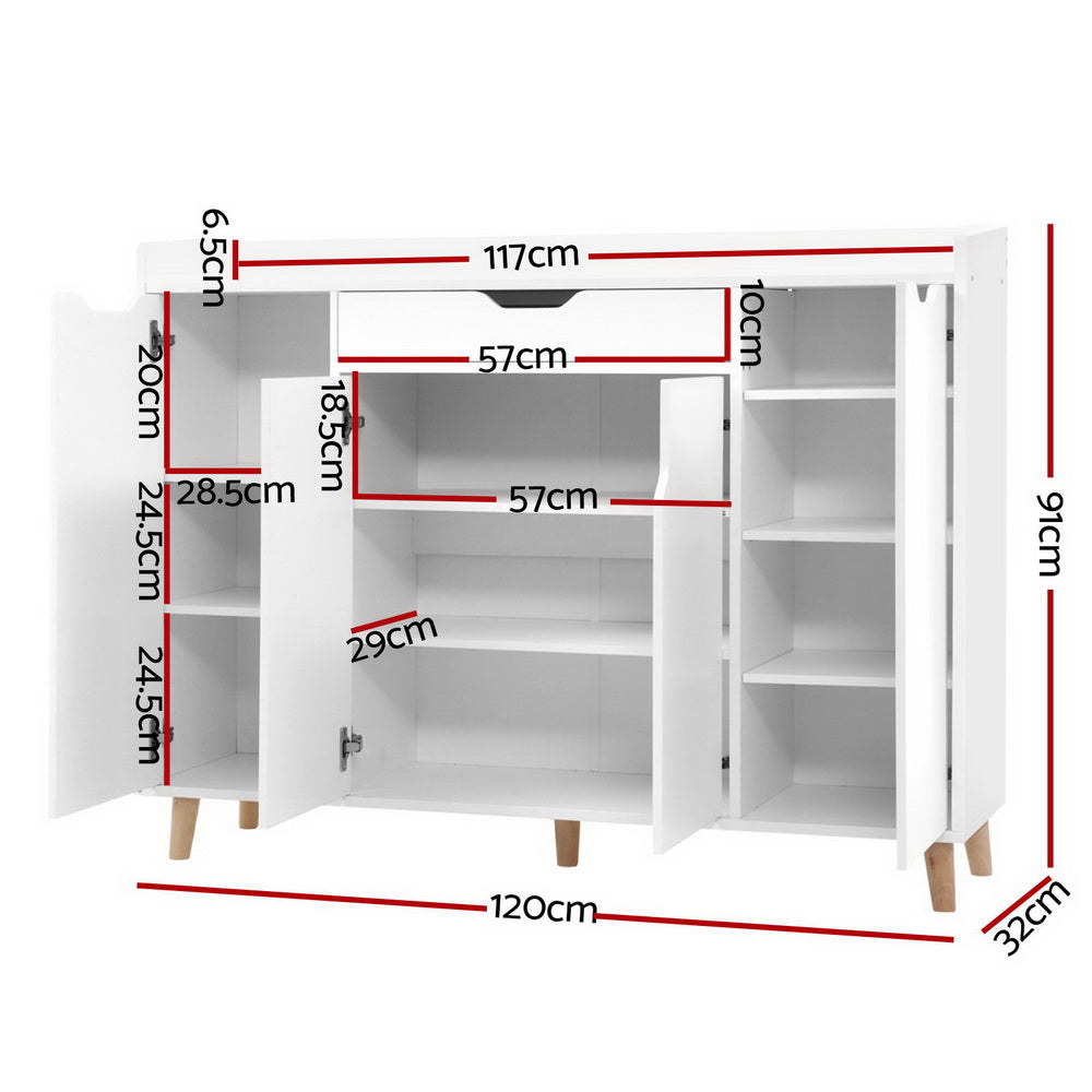 Artiss Shoe Rack Cabinet 26 Pairs Adjustable White Cissy - Cosy Abode