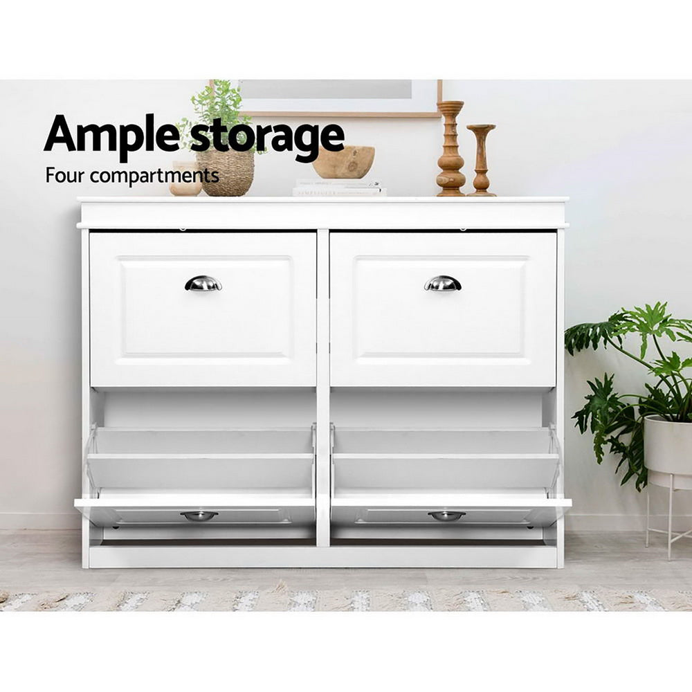 Artiss Shoe Rack Cabinet 24 Pairs 4-tier White Paul - Cosy Abode