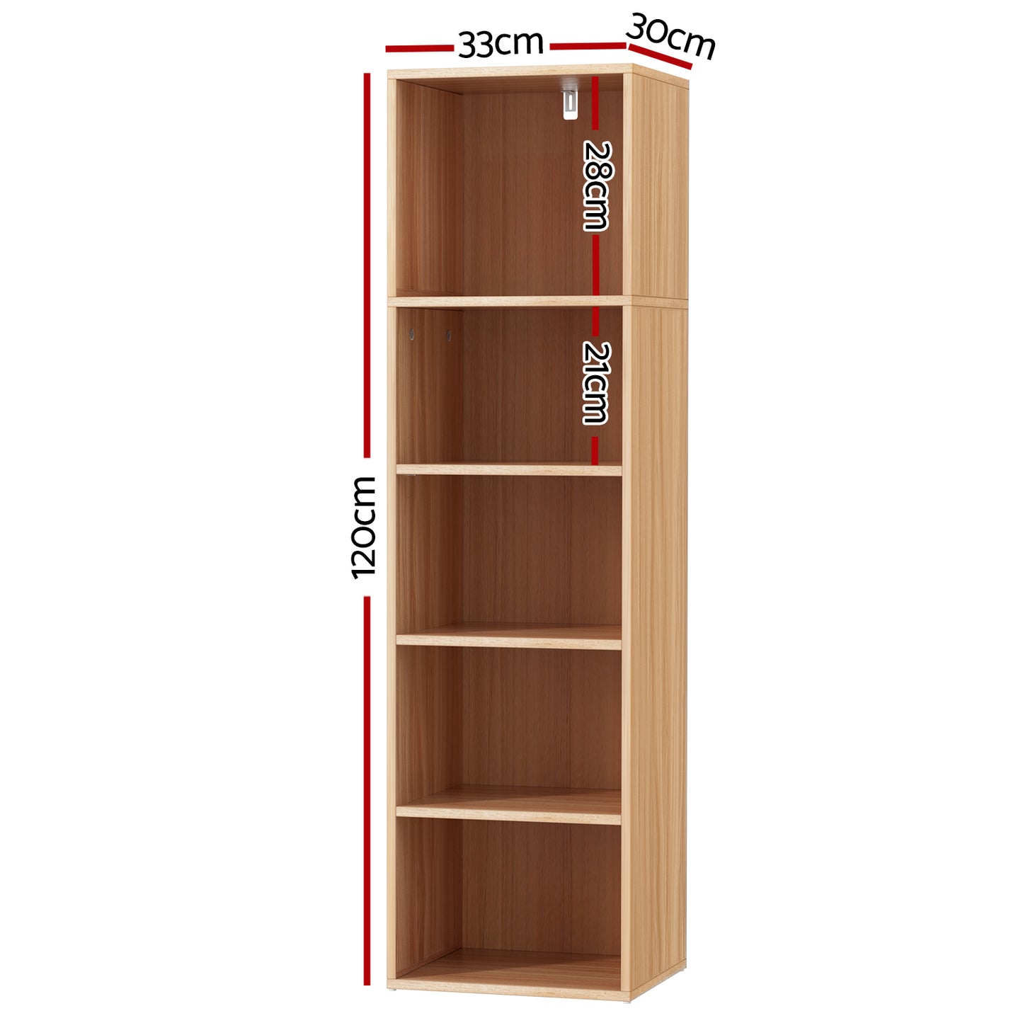 Artiss Bookshelf 5 Tiers MILO - Pine - Cosy Abode